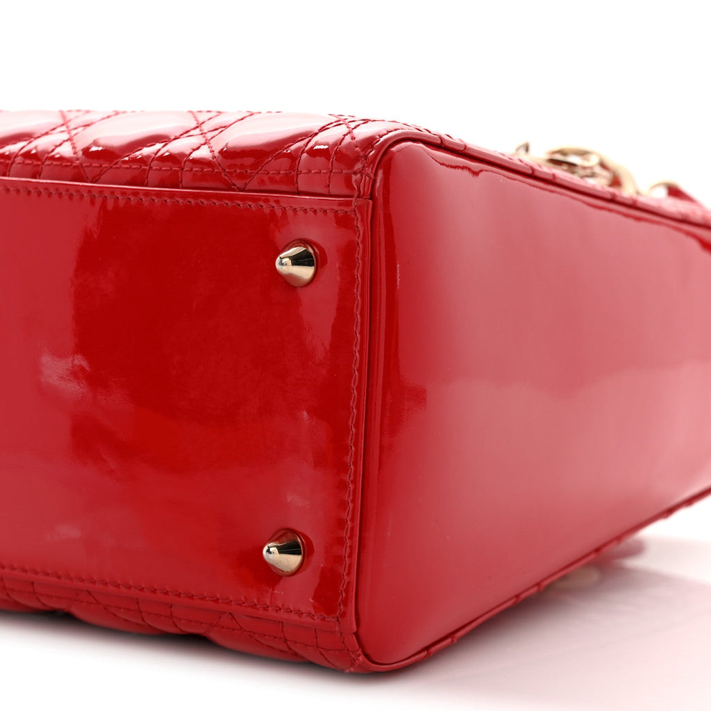 Patent Cannage Medium Lady Dior Red