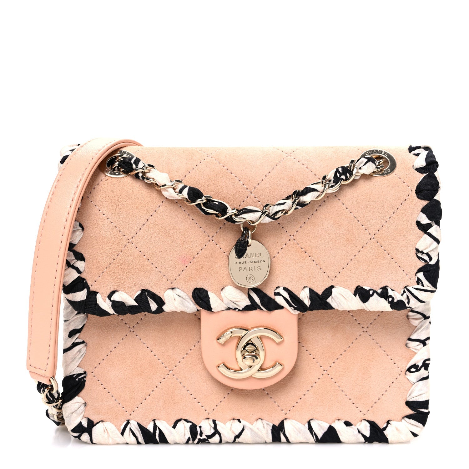 Suede Calfskin Braided Mini My Own Frame Flap Beige