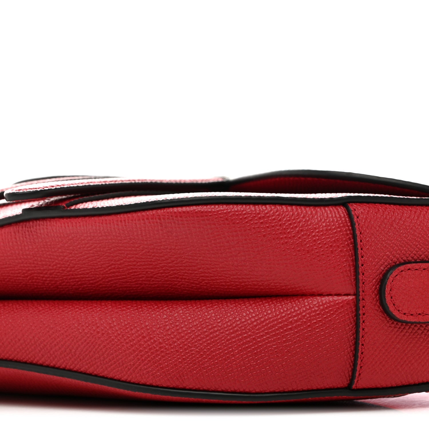 Grained Calfskin Saddle Bag With Strap Cherry Red