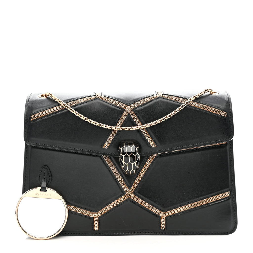 Calfskin Glam Rebel Serpenti Forever Shoulder Bag Black