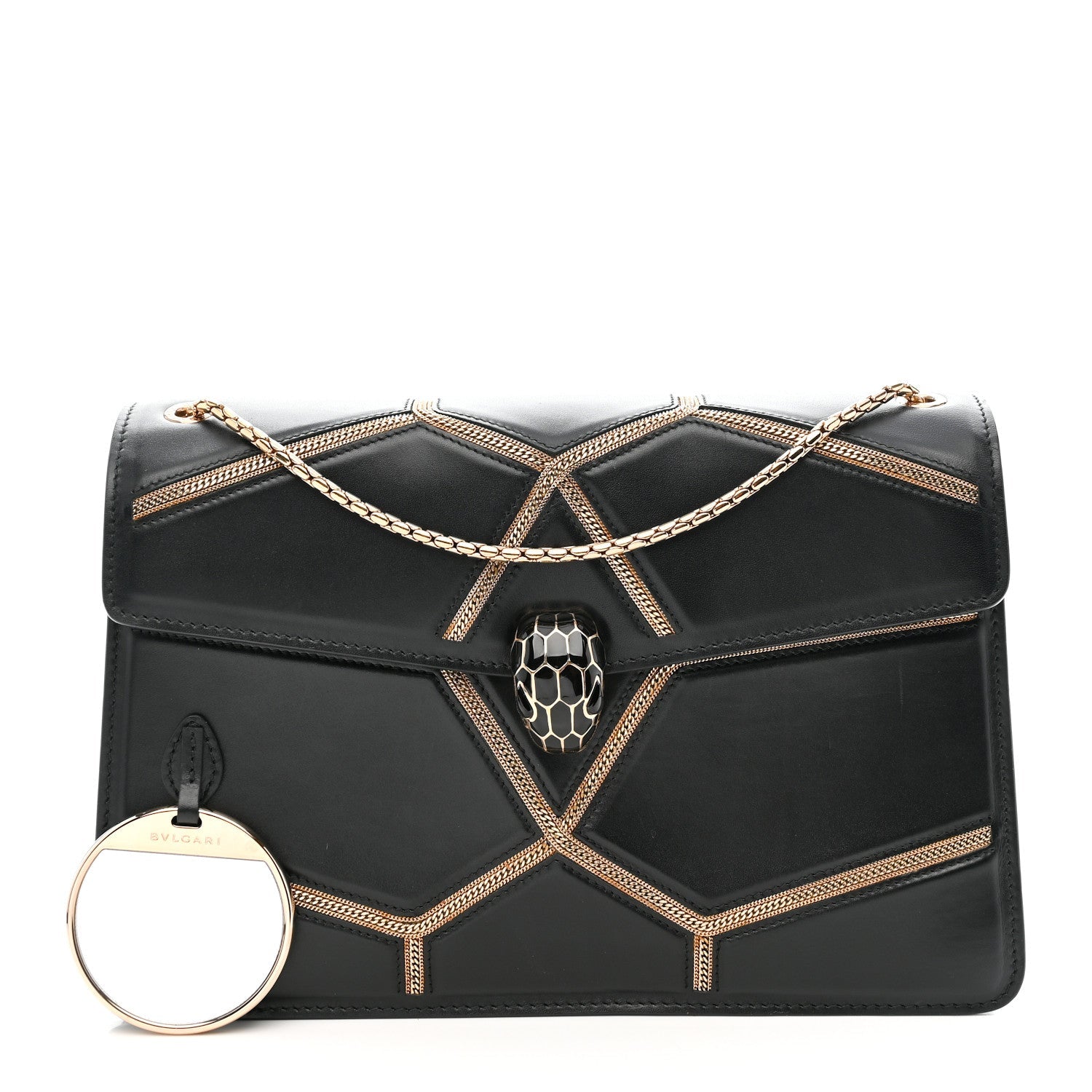 Calfskin Glam Rebel Serpenti Forever Shoulder Bag Black