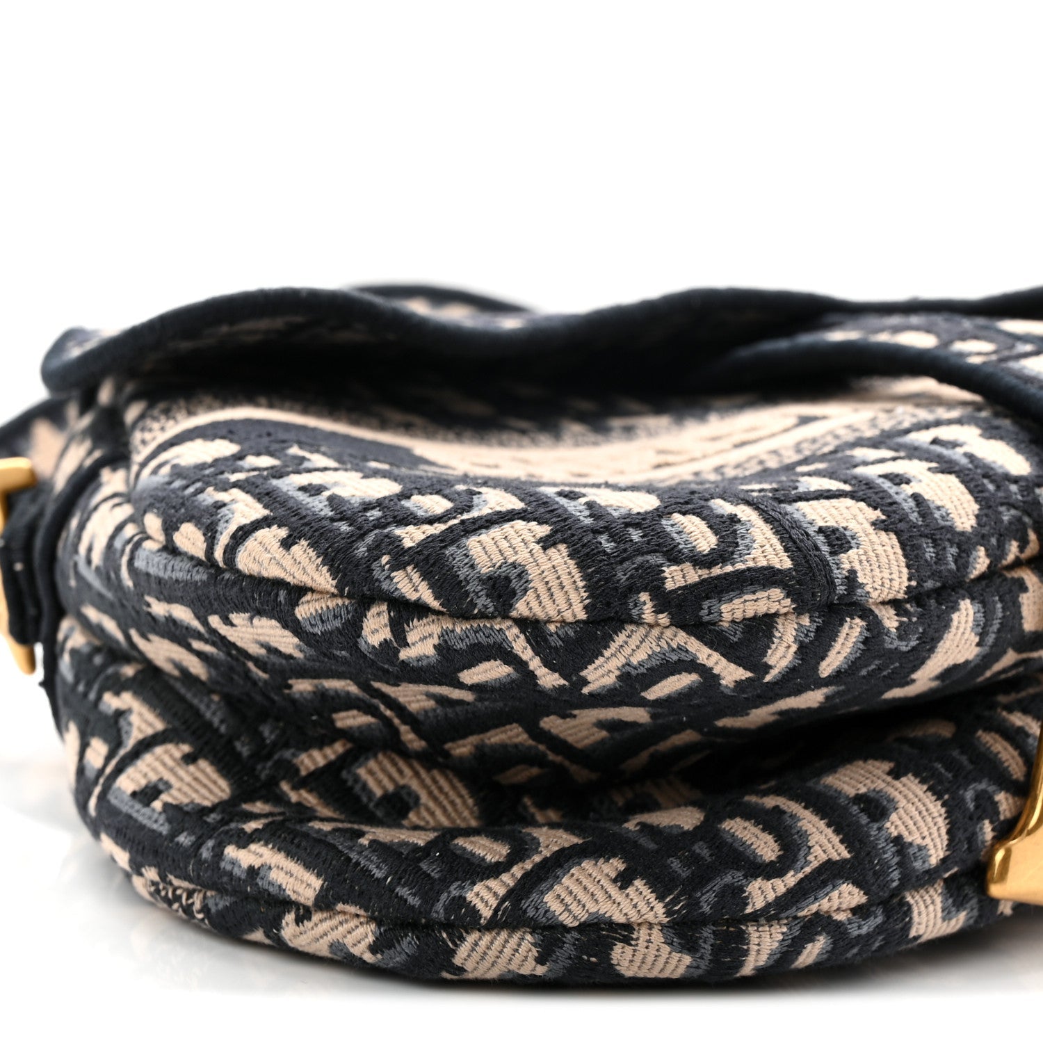 Oblique Embroidered Saddle Bag Blue