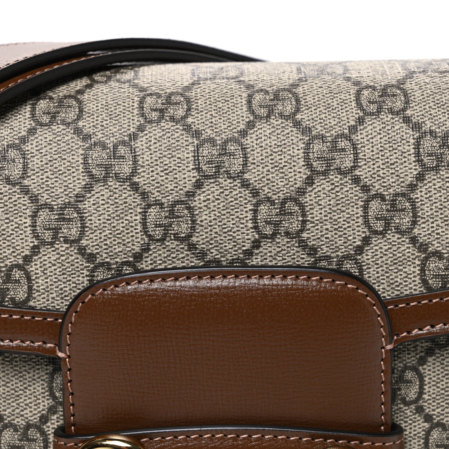 GG Supreme Monogram Horsebit 1955 Shoulder Bag Beige Brown Sugar
