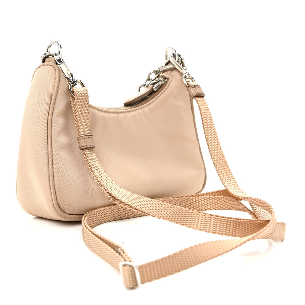 Tessuto Nylon Saffiano Mini Re-Edition 2000 Shoulder Bag Cammeo