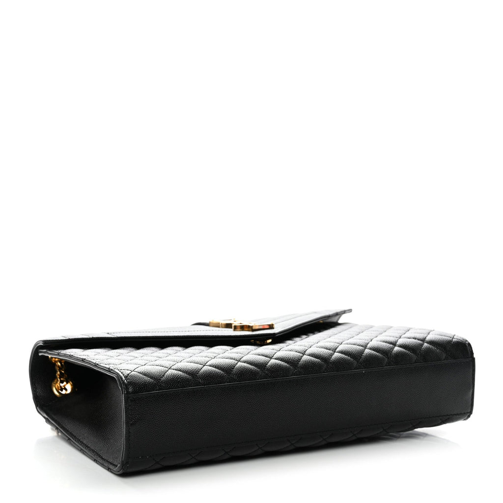 Grain De Poudre Textured Mixed Matelasse Large Triquilt Monogram Satchel Black