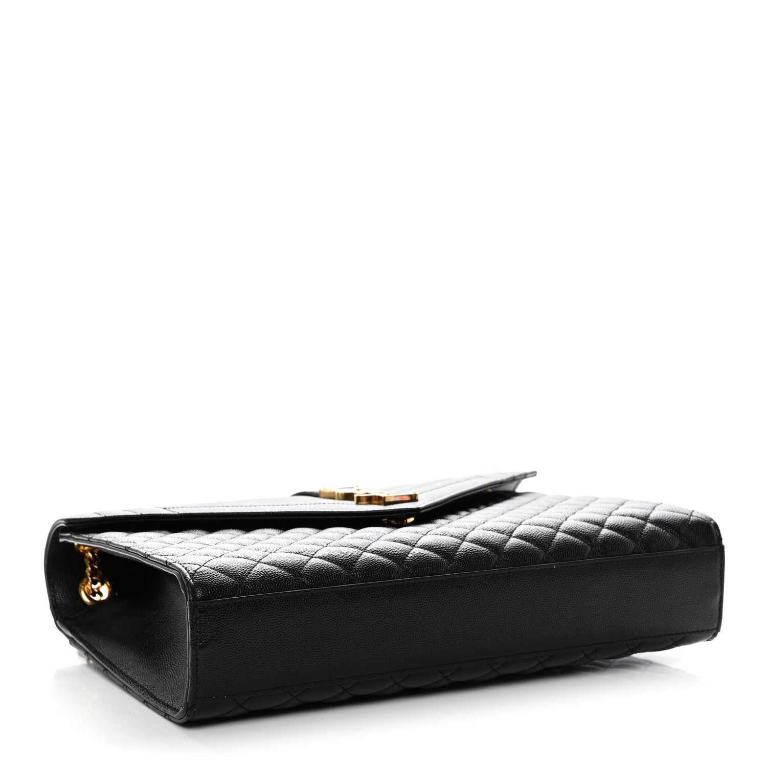 Grain De Poudre Textured Mixed Matelasse Large Triquilt Monogram Satchel Black