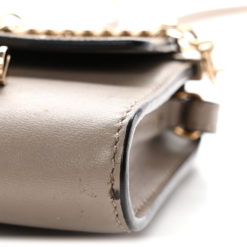 Suede Calfskin Mini Faye Shoulder Bag Motty Grey