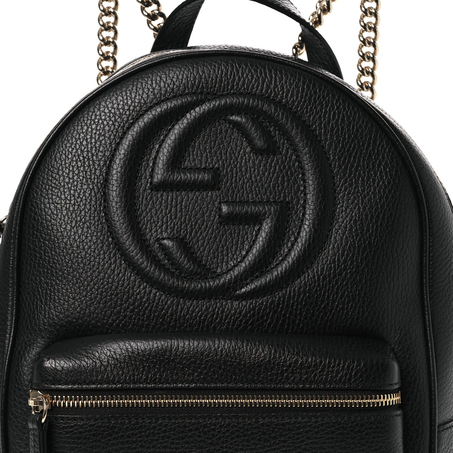 Pebbled Calfskin Soho Chain Backpack Black