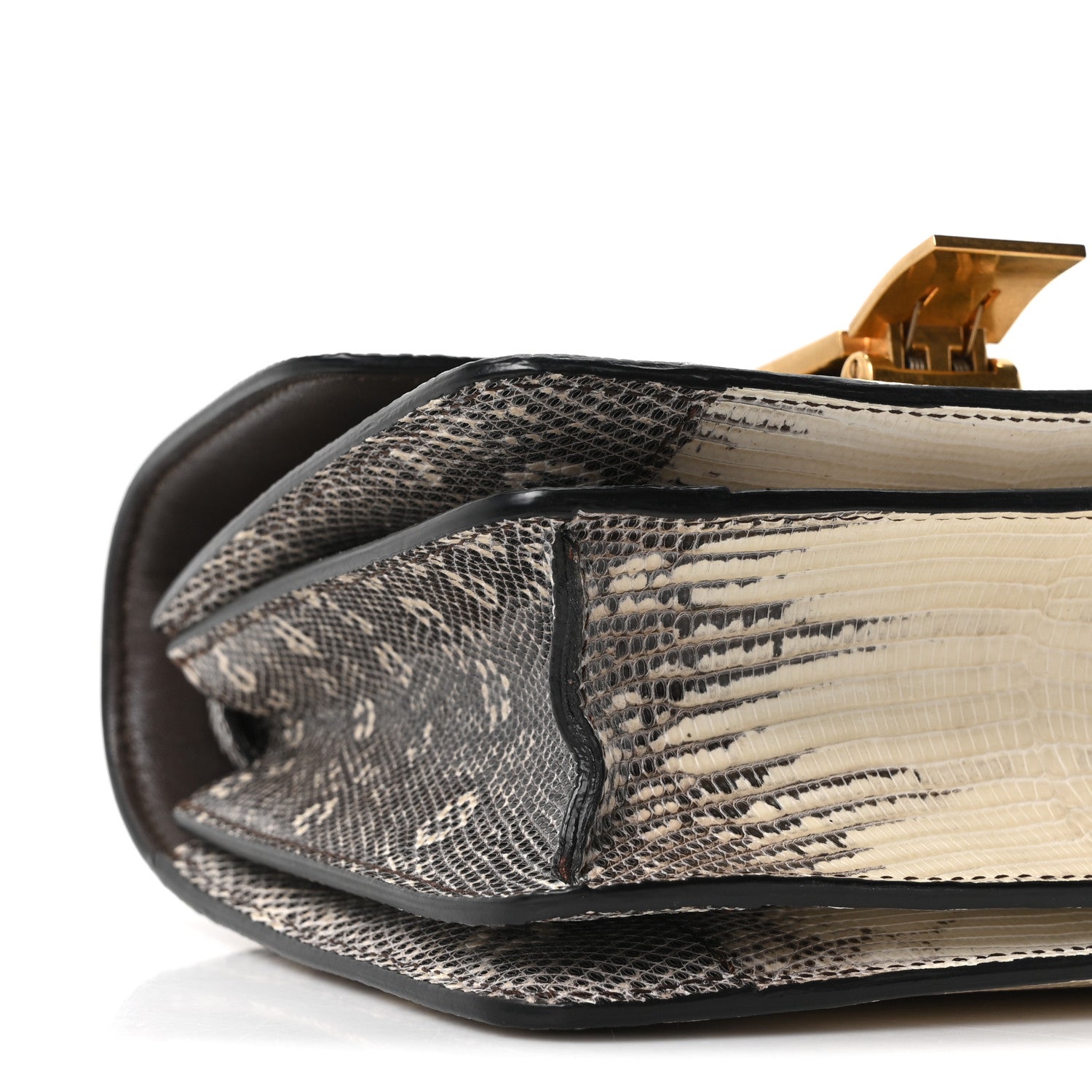 Lizard Small Classic Box Flap Bag Natural