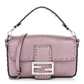 Metallic Cuoio Roma Sellerissima Nappa Sintetica Tape Stitch Mini Baguette Rosa Placca Argento