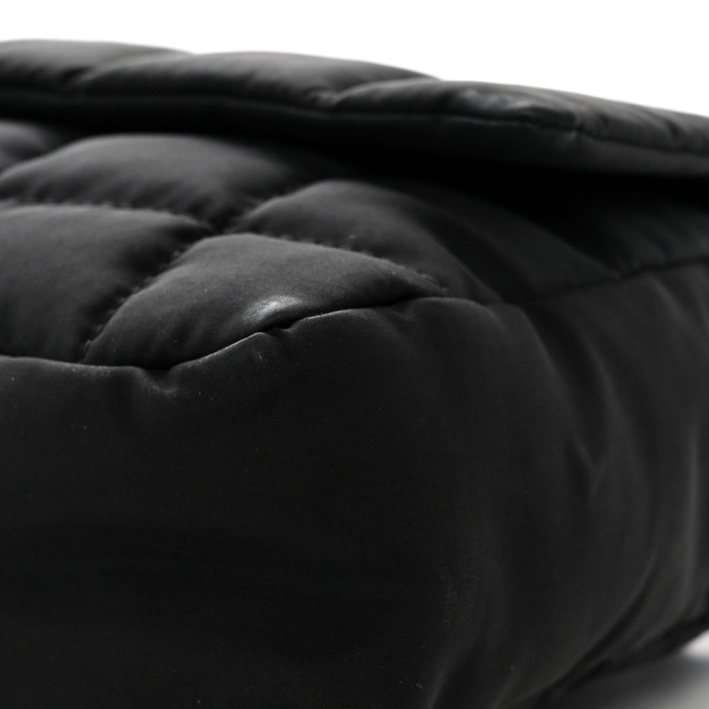 Nylon Square Quilted Flap Black