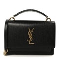 Coated Bark Calfskin Sunset Chain Wallet  Black