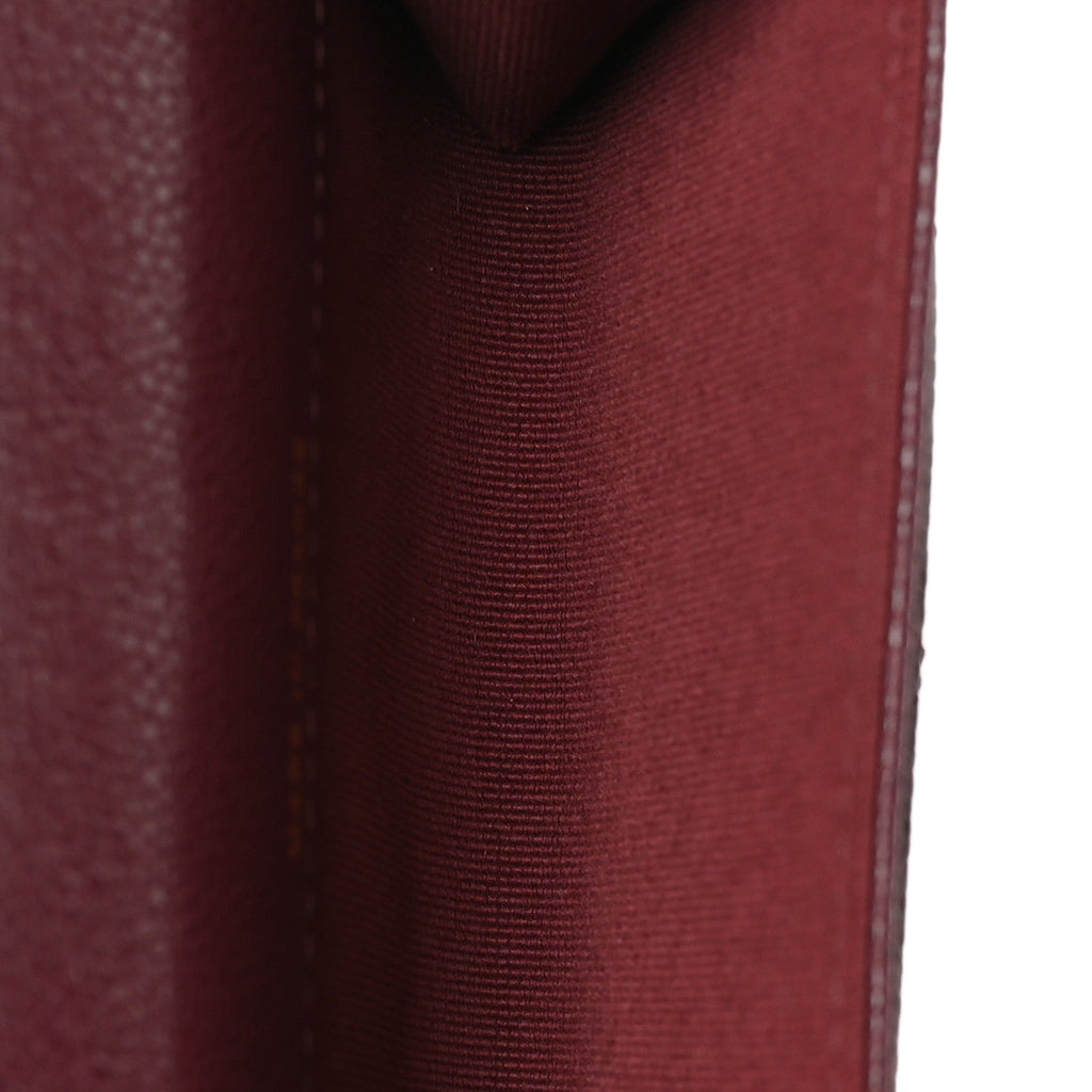 Caviar Flat Chevron Quilted Flap  Holder Burgundy