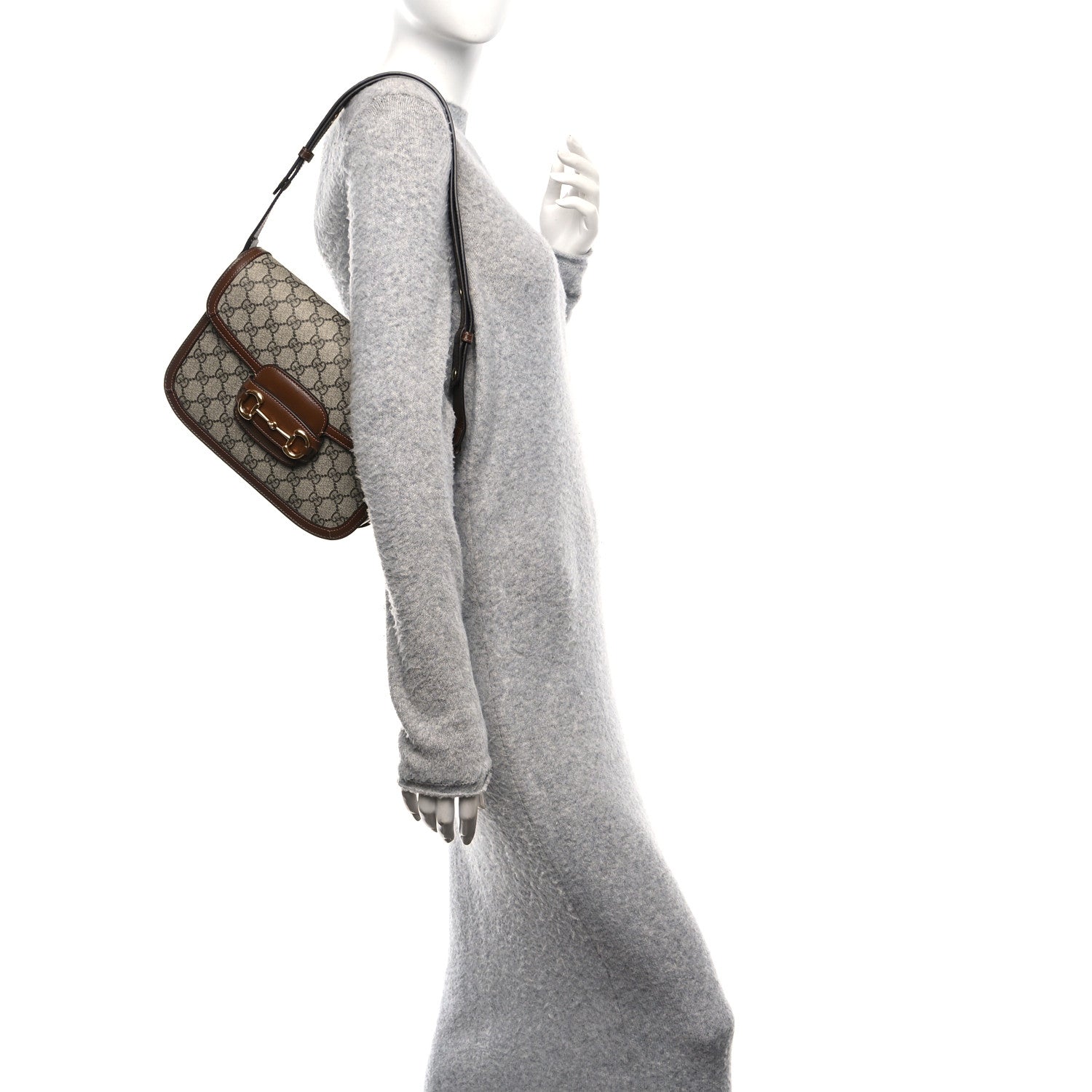 GG Supreme Monogram Horsebit 1955 Shoulder Bag Beige Brown Sugar