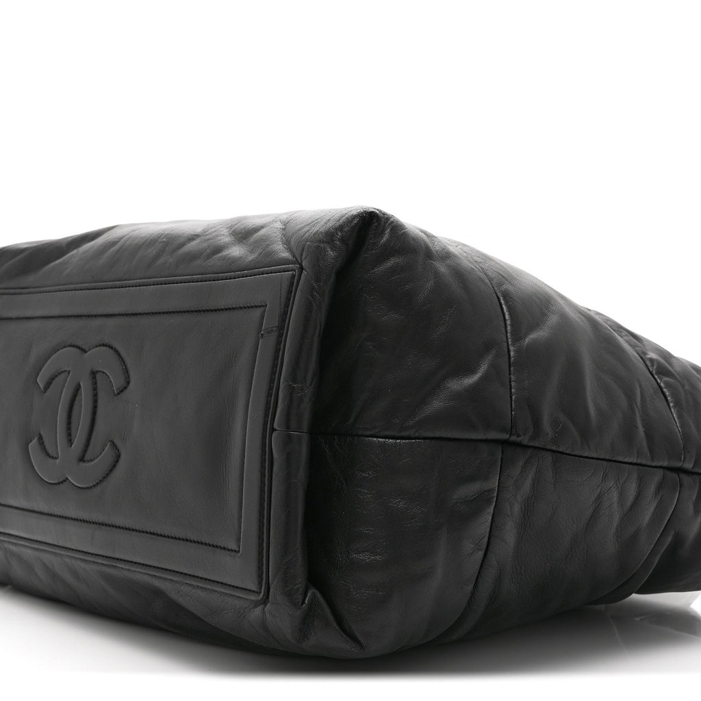 Lambskin Quilted Medium Coco Cocoon Reversible Tote Black