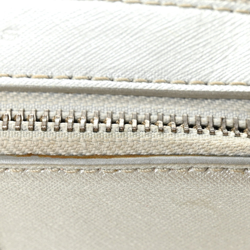 Metallic Saffiano Small Snapshot Camera Bag Silver