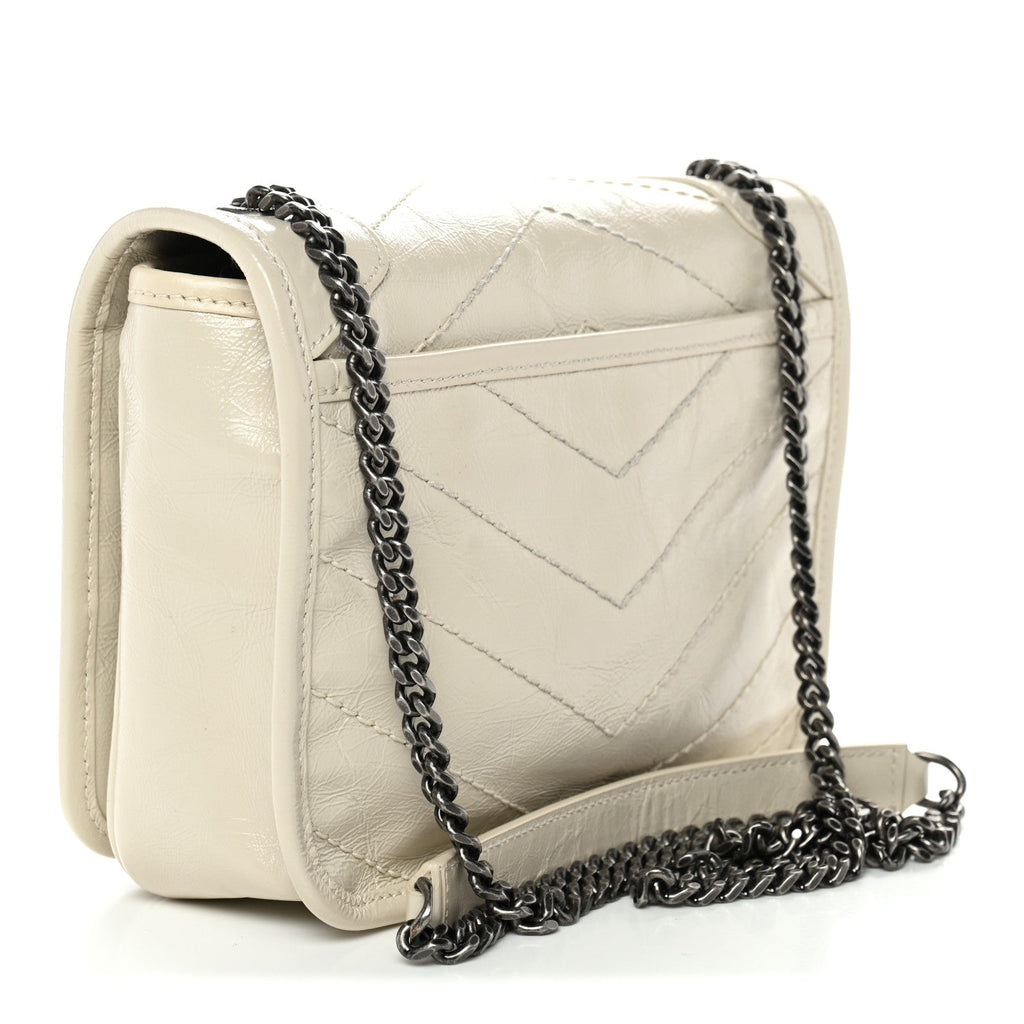 Crinkled Calfskin Matelasse Monogram Niki Chain Wallet Crema Soft