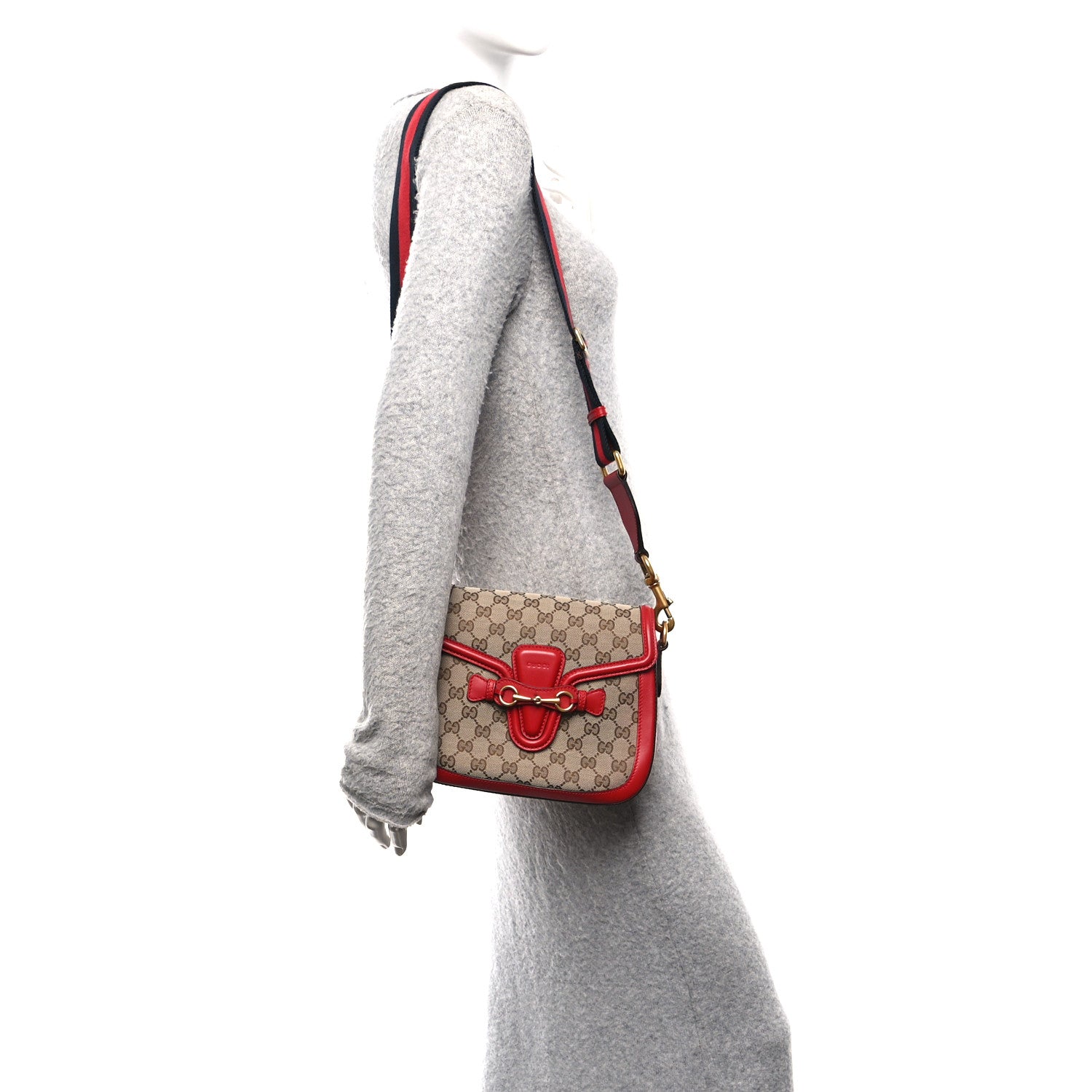 Monogram Ruinart Calfskin Medium Lady Web Shoulder Bag Beige Ebony Hibiscus Red