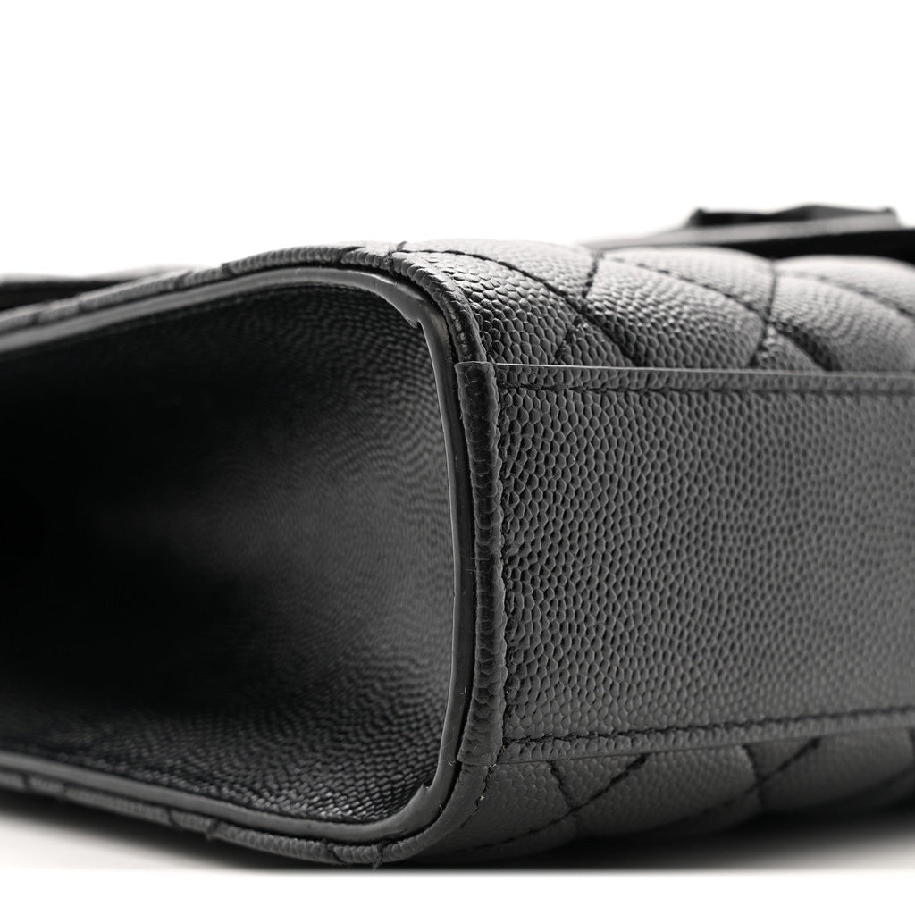 Grain De Poudre Textured Mixed Matelasse Triquilt Medium Monogram Monochrome Satchel Black