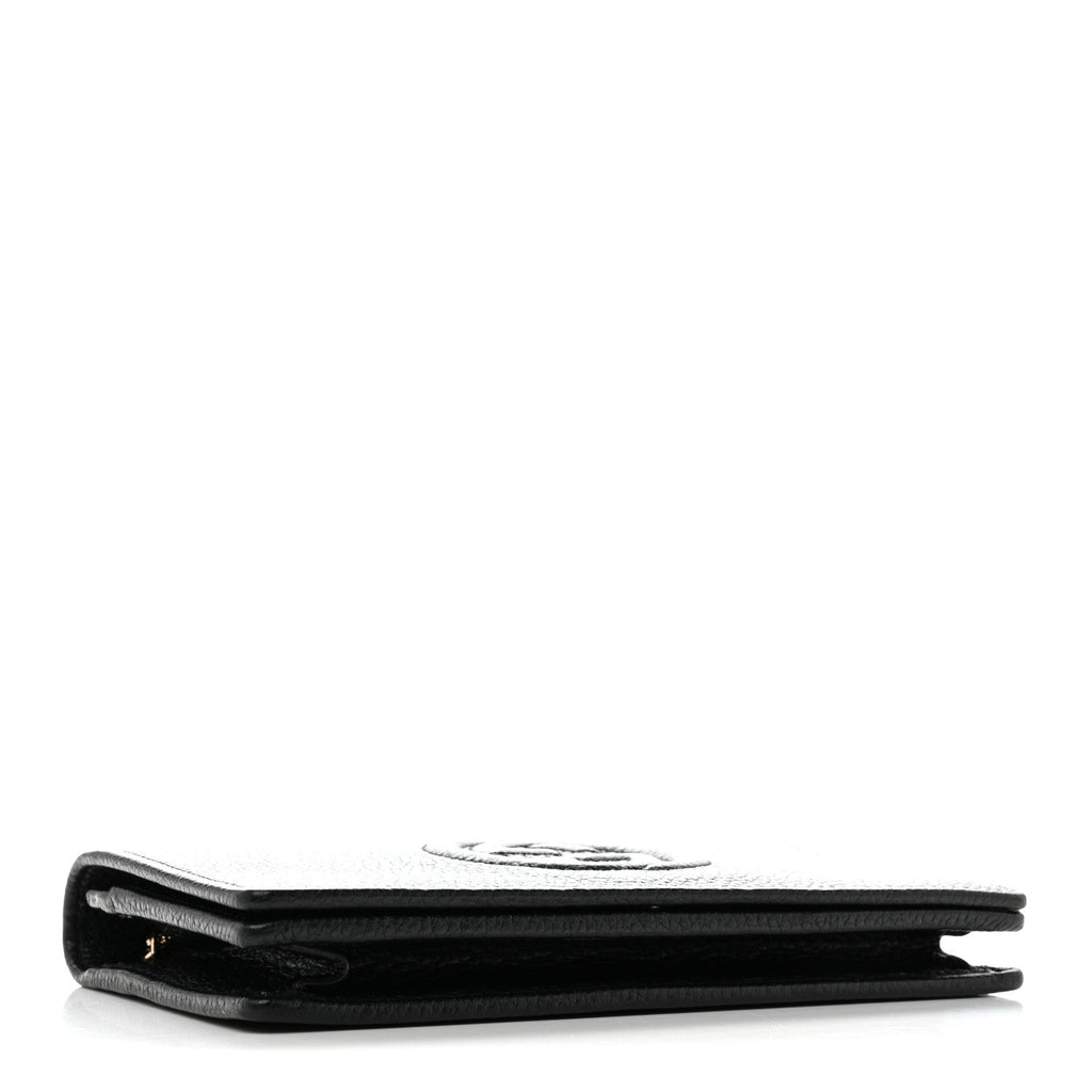 Pebbled Calfskin Soho Wallet On Chain Black