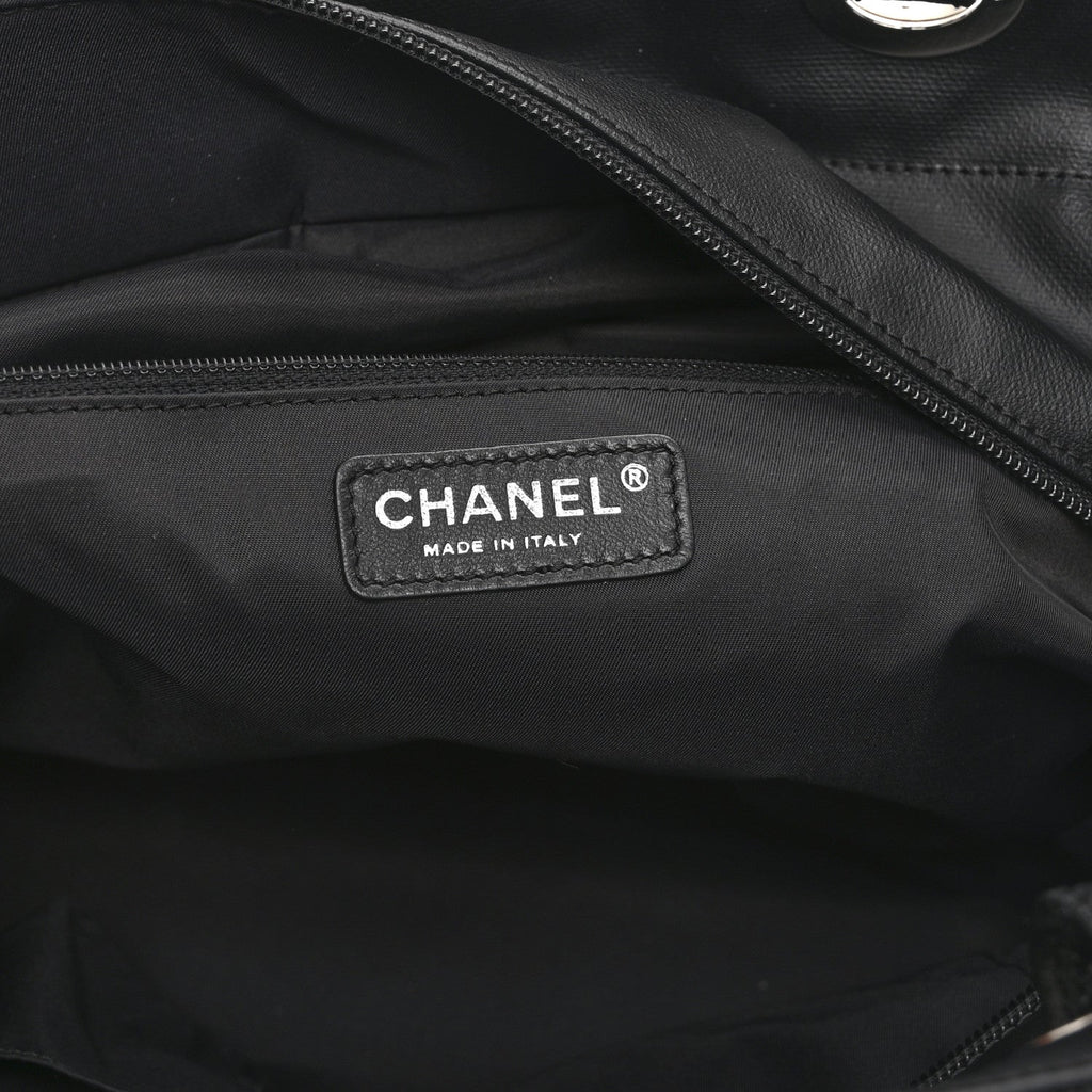 Coated Canvas Quilted Large Paris Biarritz Tote Black