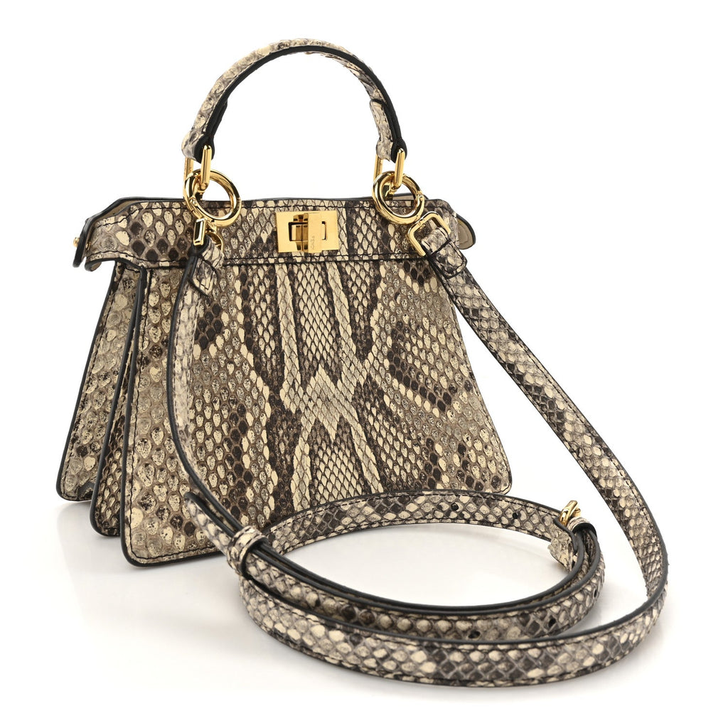 Snakeskin Shiny Nappa Petite Peekaboo I SEE U Satchel Daisy Roccia Camelia