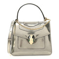 Metallic Calfskin Serpenti Forever Top Handle Silver