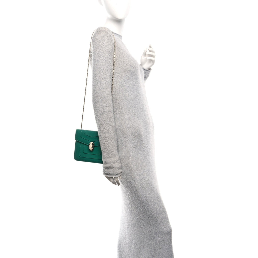 Calfskin Small Serpenti Forever Snake Strap Crossbody Bag Emerald Green
