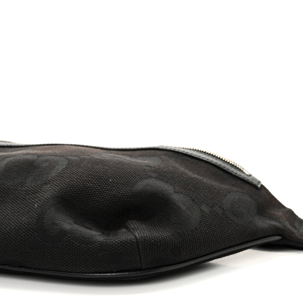 Monogram Jumbo GG Textured Dollar Calfskin Web Belt Bag Black
