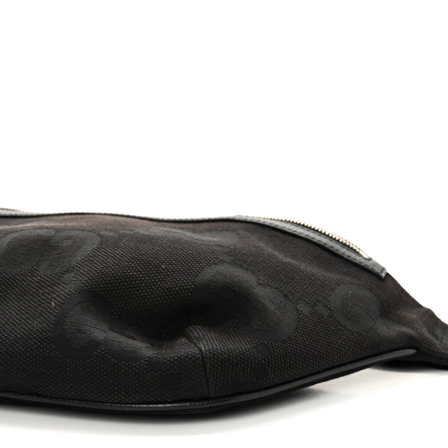 Monogram Jumbo GG Textured Dollar Calfskin Web Belt Bag Black