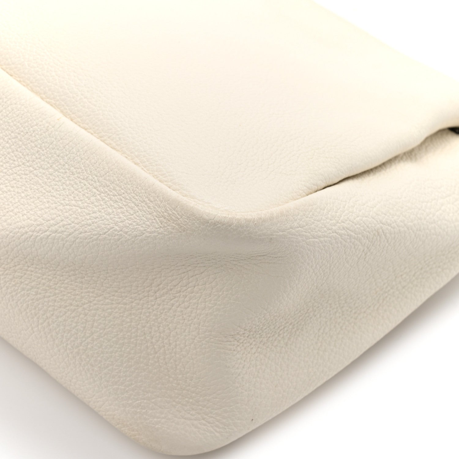 Vitello Daino Soft Medium Zippered Top Handle Bag White