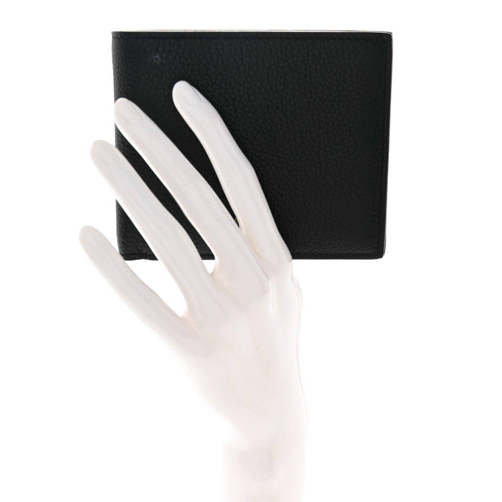 Grained Calfskin CD Icon Bifold Wallet Black