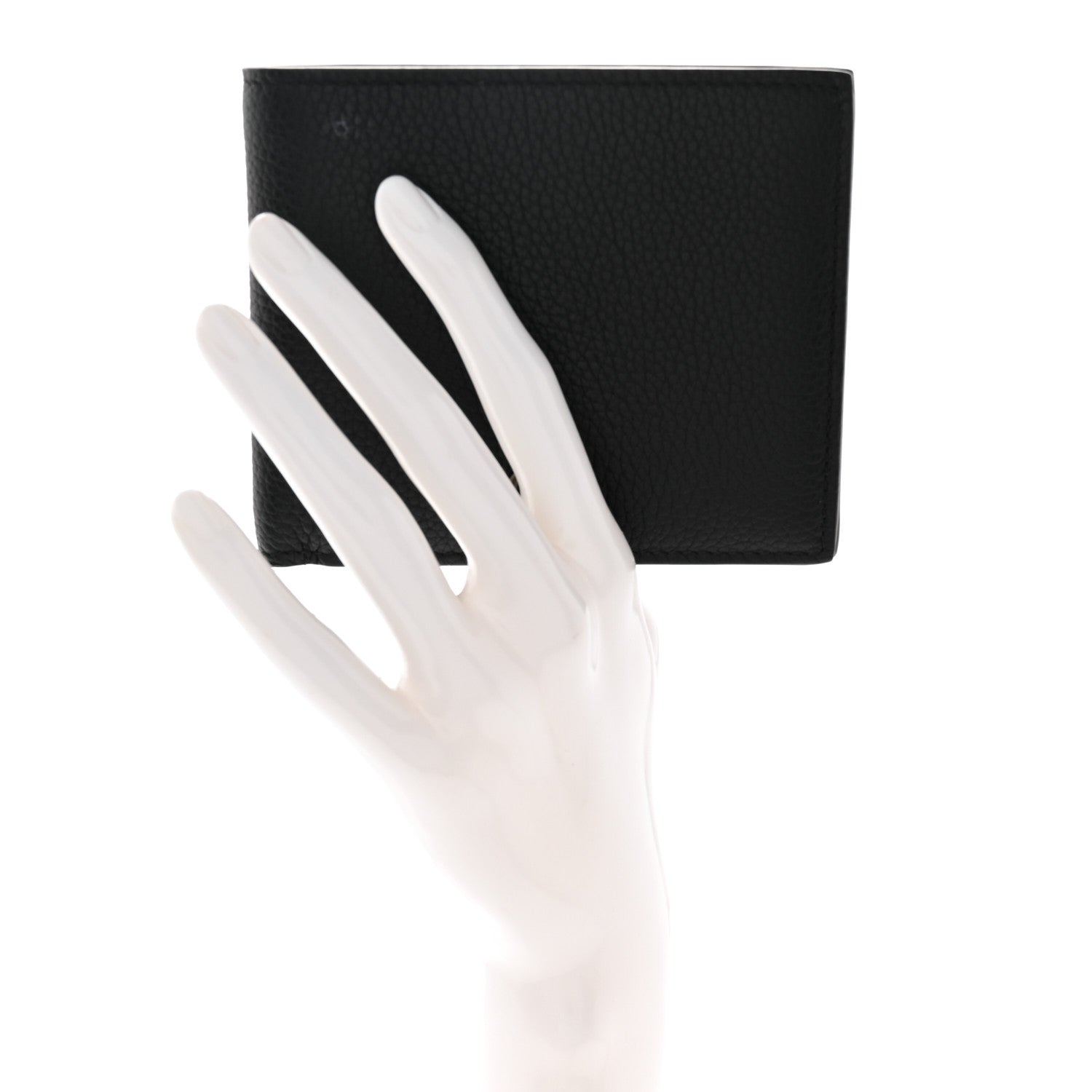 Grained Calfskin CD Icon Bifold Wallet Black