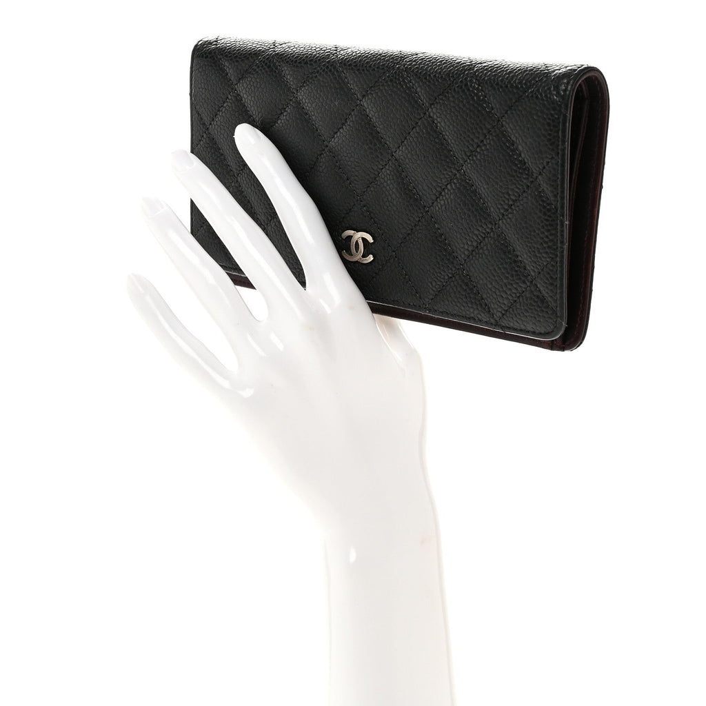 Caviar Quilted Yen Wallet Black