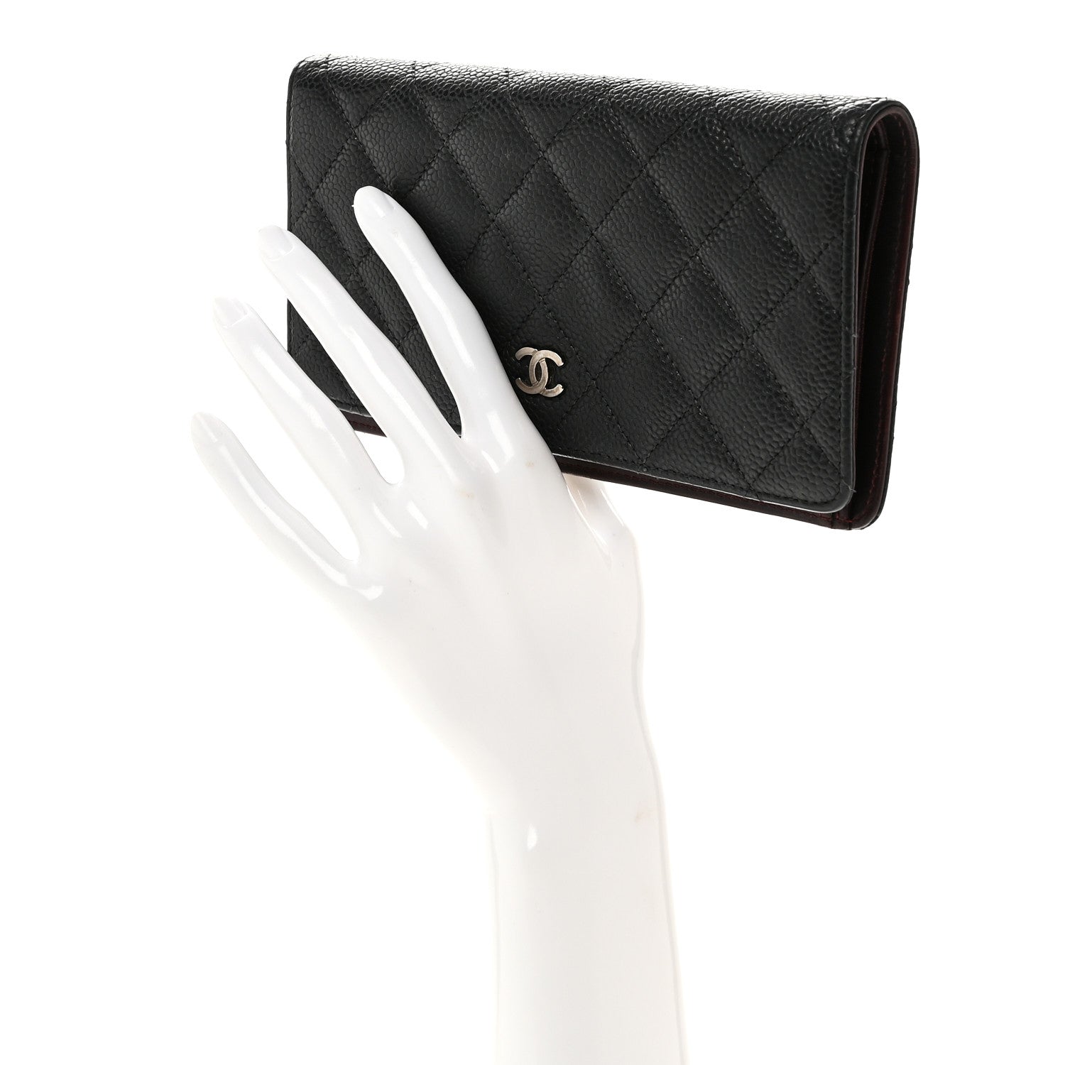 Caviar Quilted Yen Wallet Black