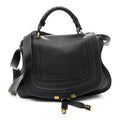 Calfskin Medium Marcie Top Handle Bag Black