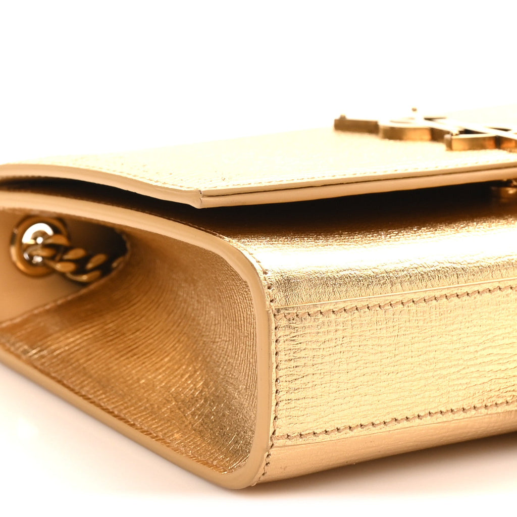 Metallic Calfskin Small Classic Monogram Kate Tassel Satchel Gold