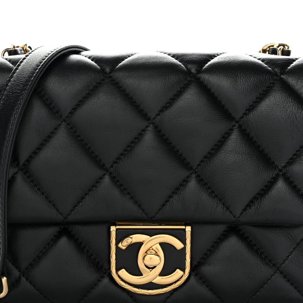 Lambskin Quilted Mini Flap Black