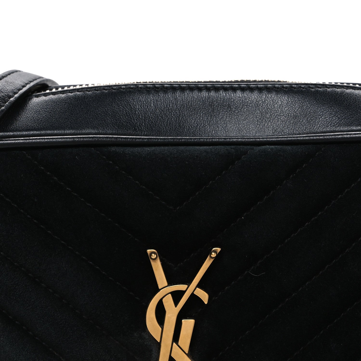 Suede Calfskin Monogram Lou Camera Bag Black