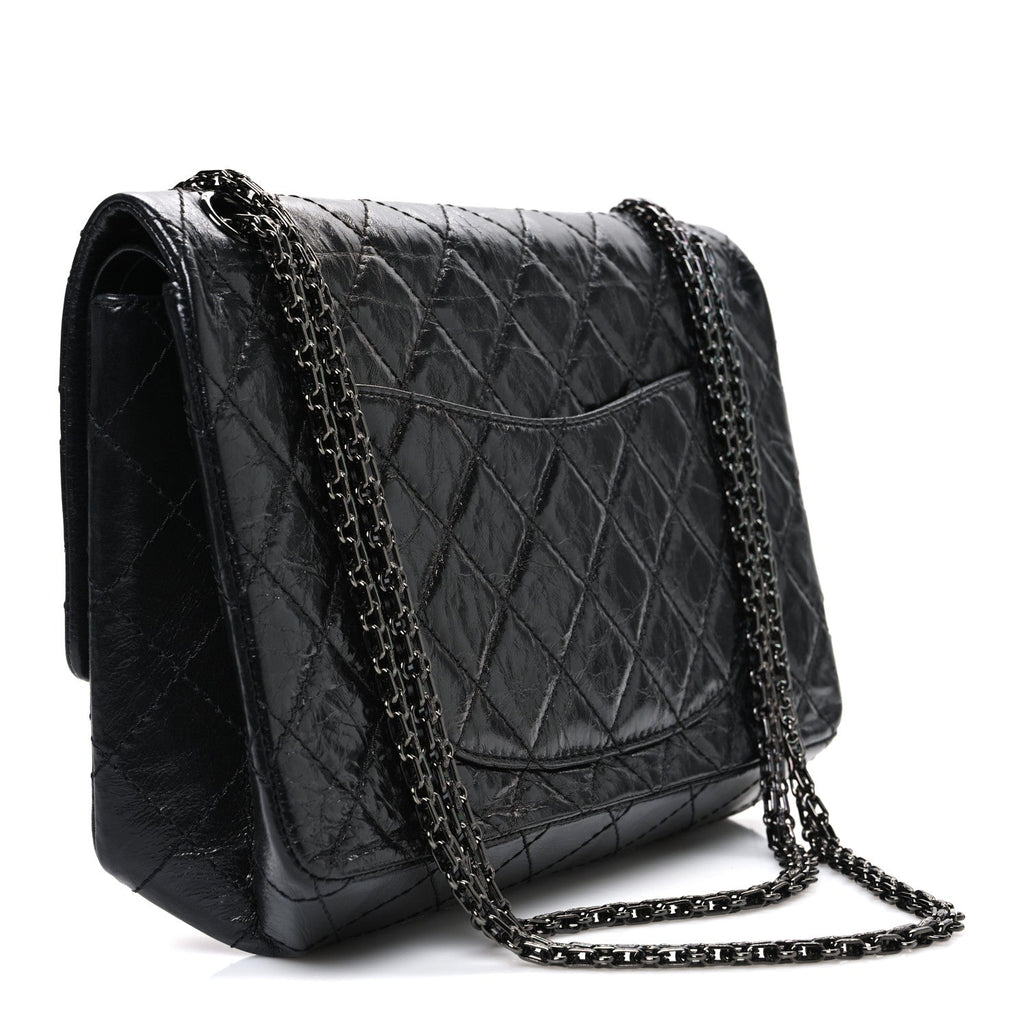 Metallic Aged Calfskin Quilted 2.55 Reissue 226 Flap So Black