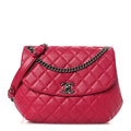Lambskin Quilted Large Daily Supple Flap Dark Pink