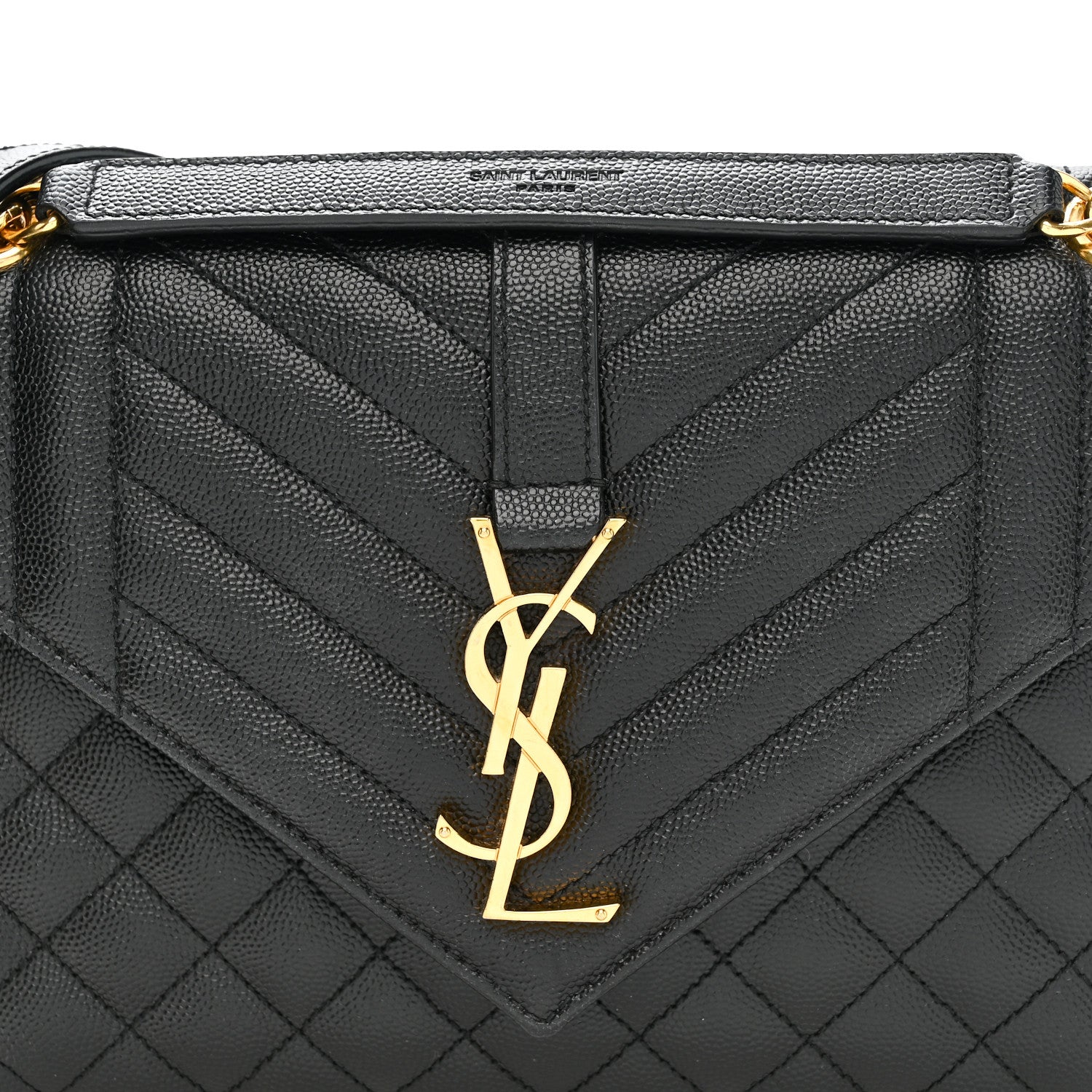 Grain De Poudre Textured Mixed Matelasse Triquilt Medium Monogram Satchel Black