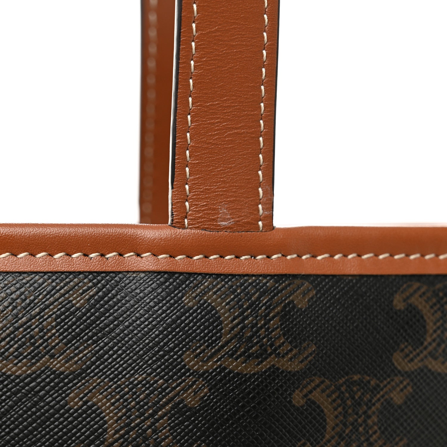 Triomphe Canvas Calfskin Small Cabas Bag Tan