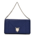 Grained Calfskin Diorama Wallet On Chain Blue