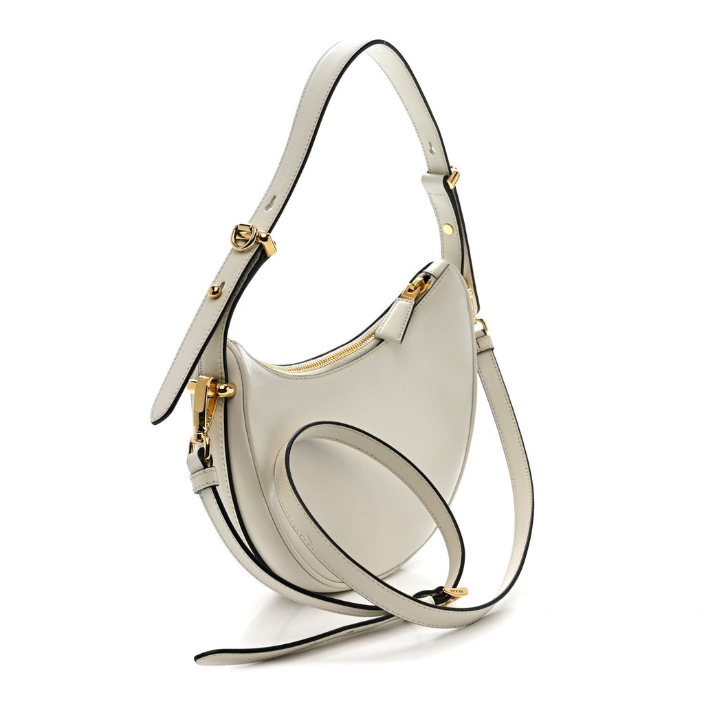 Soft Calfskin Small Arque Shoulder Bag White