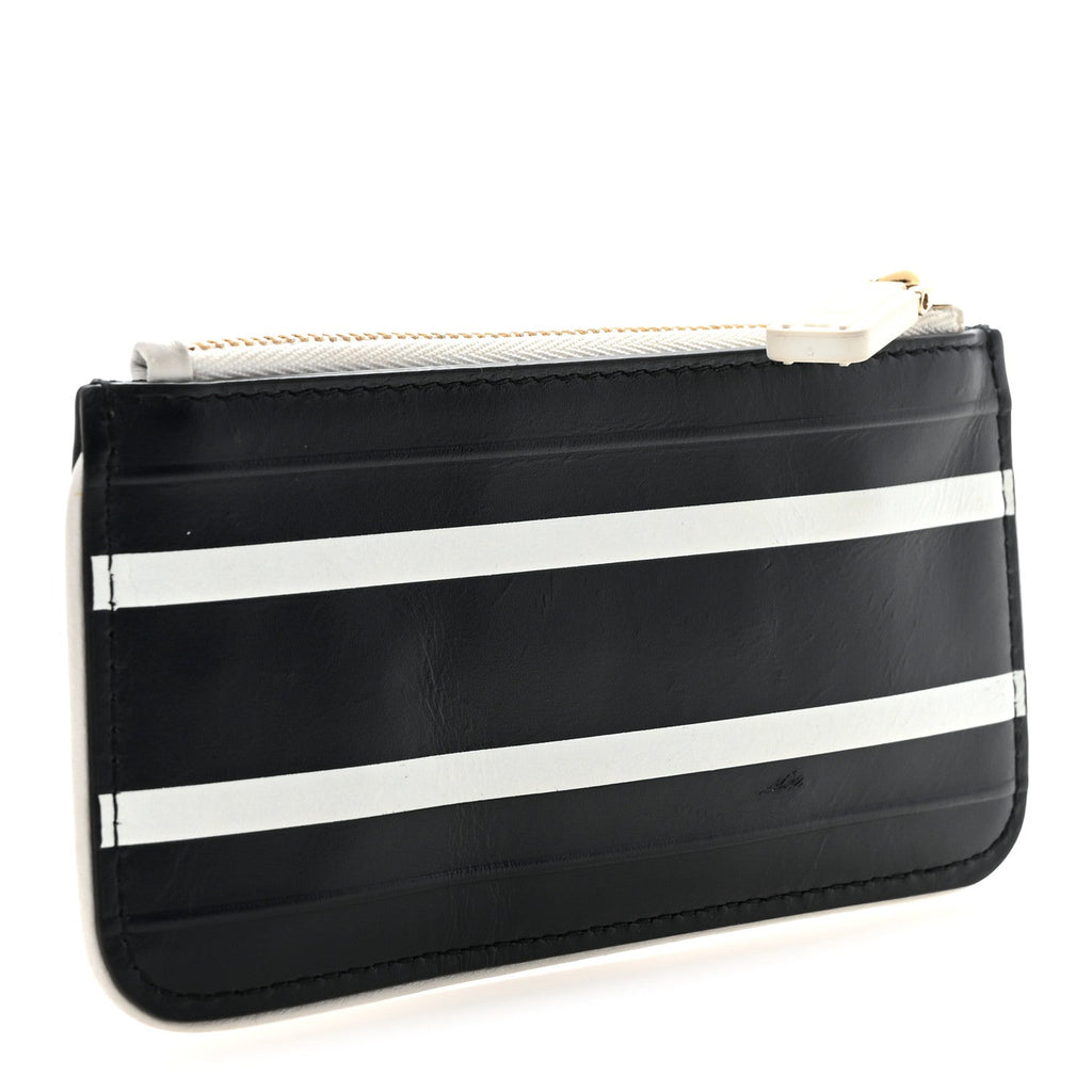 Calfskin Vibe Zip Key Wallet Blue White