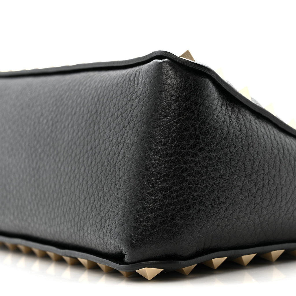 Grained Calfskin Small Rockstud All Over Crossbody Bag Black