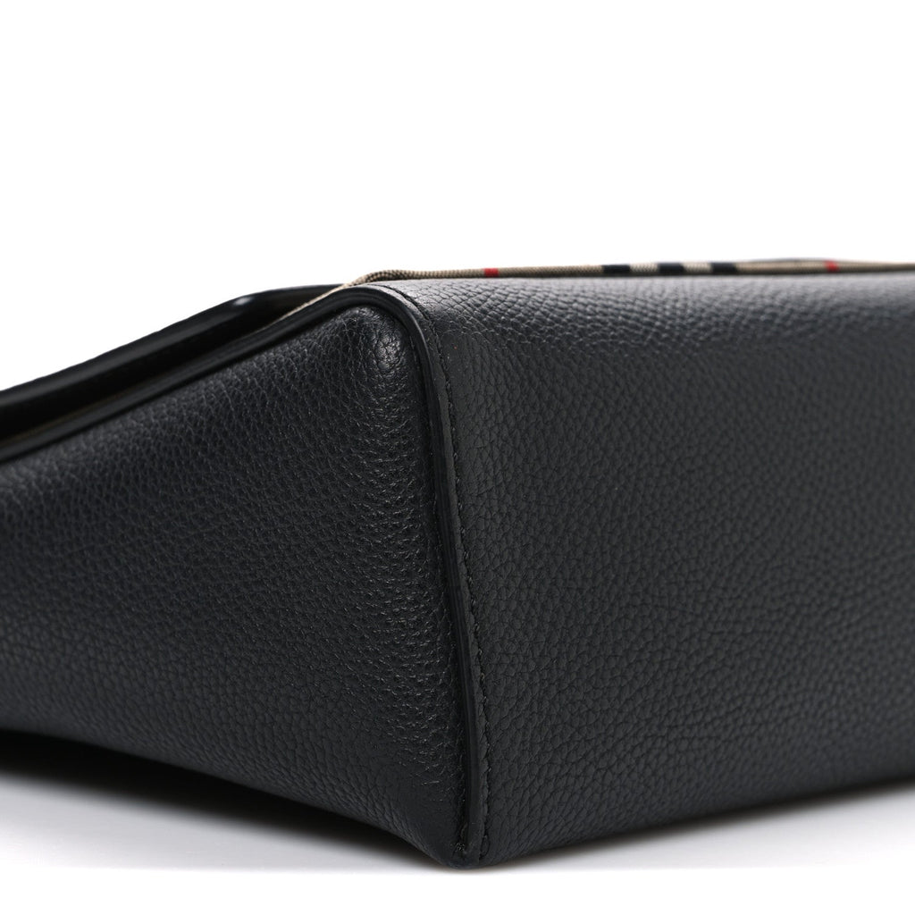 Grainy Calfskin Vintage Check Note Crossbody Bag Black