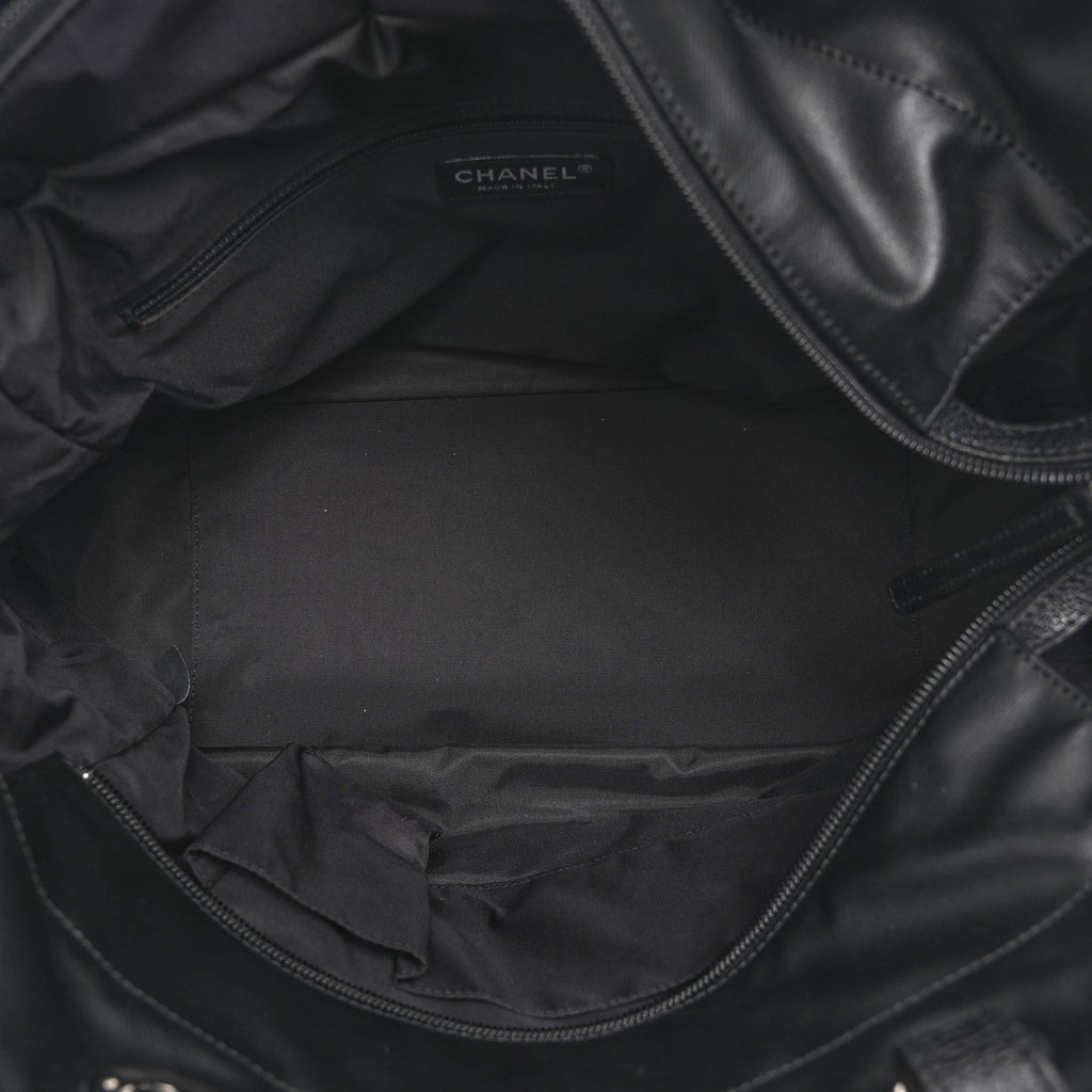 Coated Canvas Quilted Large Paris Biarritz Tote Black