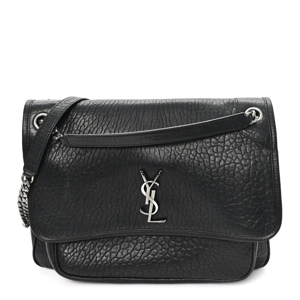 Grained Lambskin Monogram Large Niki Chain Satchel Black